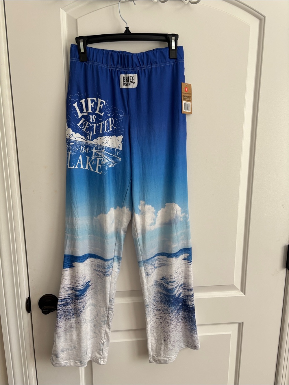 Brief Insanity Life Is Better at the Lake Lounge Pants Unisex Small Blue White